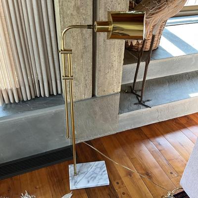 LR703 Vintage Brass Marble Base Floor Lamp