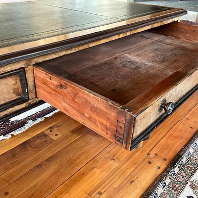 LR707 Vintage French Style Leather top Two Drawer Writing Desk