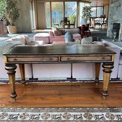LR707 Vintage French Style Leather top Two Drawer Writing Desk