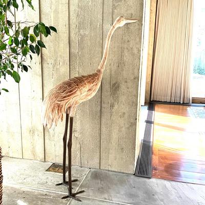 LR711 Japanese Carved Crane with Brass Legs