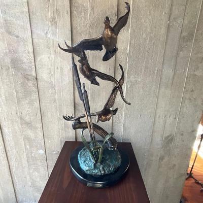 LR713 Vintage Carl Wagner Bronze "Lined Up" Sculpture on Stand