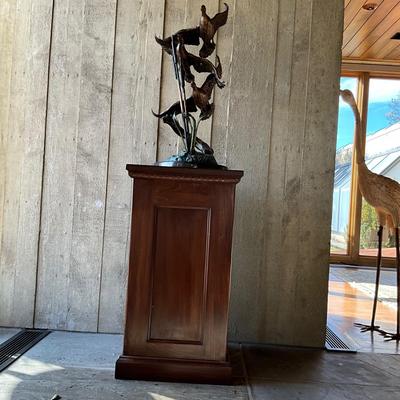 LR713 Vintage Carl Wagner Bronze "Lined Up" Sculpture on Stand