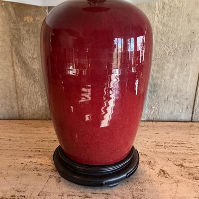 LR721 Large Vintage Oxblood Pottery Lamp