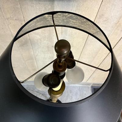 LR723 Vintage Brass and Faux Marble Painted Floor Lamp