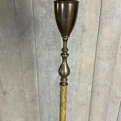 LR723 Vintage Brass and Faux Marble Painted Floor Lamp