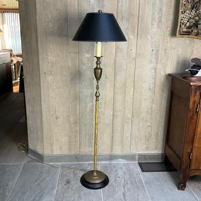 LR723 Vintage Brass and Faux Marble Painted Floor Lamp