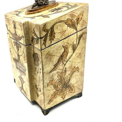 D729 Vintage Gold Painted Elephant Footed Box