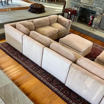 LR736 Large Mid Century Off White Down filled Sectional Sofa