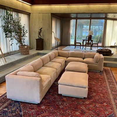 LR736 Large Mid Century Off White Down filled Sectional Sofa