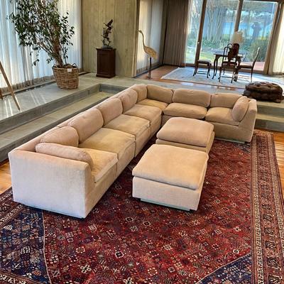 LR736 Large Mid Century Off White Down filled Sectional Sofa