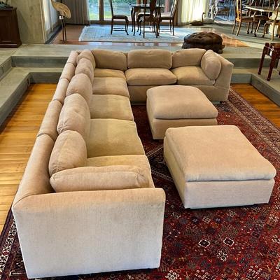 LR736 Large Mid Century Off White Down filled Sectional Sofa
