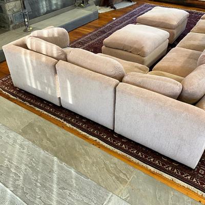 LR736 Large Mid Century Off White Down filled Sectional Sofa