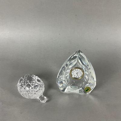 D746 Waterford Crystal Clock and Turtle Paperweight