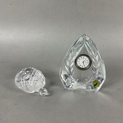 D746 Waterford Crystal Clock and Turtle Paperweight