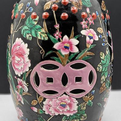 Vintage Bombay Hand Painted Decorative Ceramic Garden Stool 10.5"