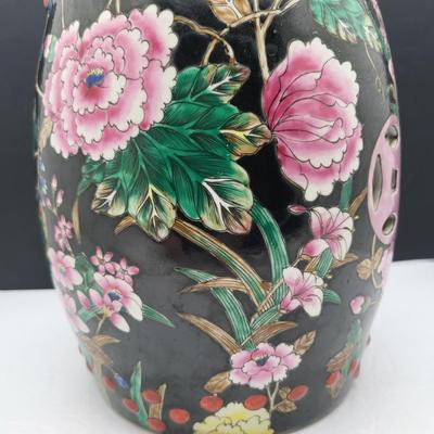 Vintage Bombay Hand Painted Decorative Ceramic Garden Stool 10.5"