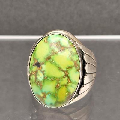 Vintage Native Green Turquoise Men's Ring Size 10