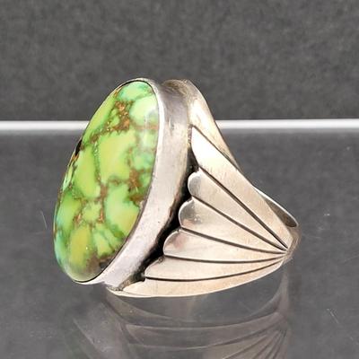 Vintage Native Green Turquoise Men's Ring Size 10