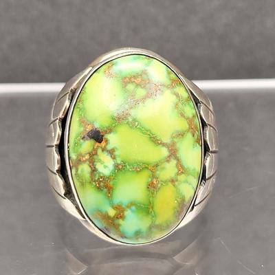 Vintage Native Green Turquoise Men's Ring Size 10