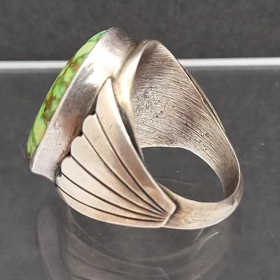 Vintage Native Green Turquoise Men's Ring Size 10
