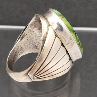 Vintage Native Green Turquoise Men's Ring Size 10