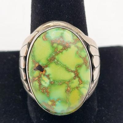 Vintage Native Green Turquoise Men's Ring Size 10
