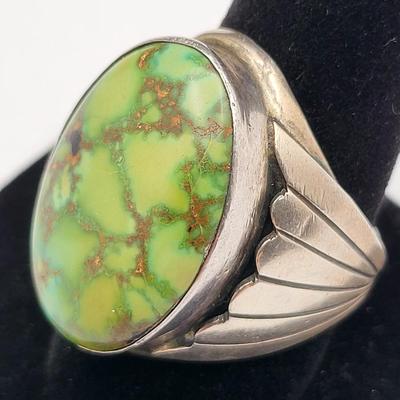 Vintage Native Green Turquoise Men's Ring Size 10