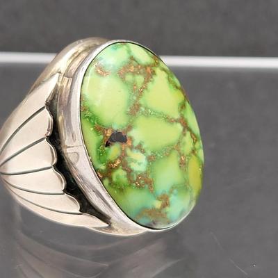 Vintage Native Green Turquoise Men's Ring Size 10