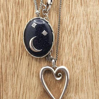 Two Brighton Necklaces Hearts Moon Stone