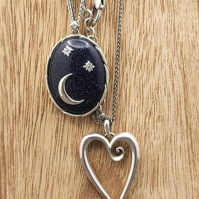 Two Brighton Necklaces Hearts Moon Stone