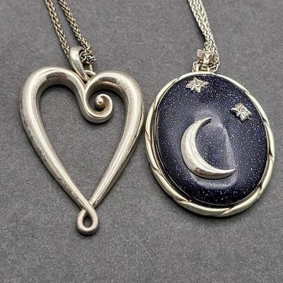 Two Brighton Necklaces Hearts Moon Stone
