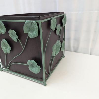 Decorative Metal Trash Bin Or Faux Flower Holder