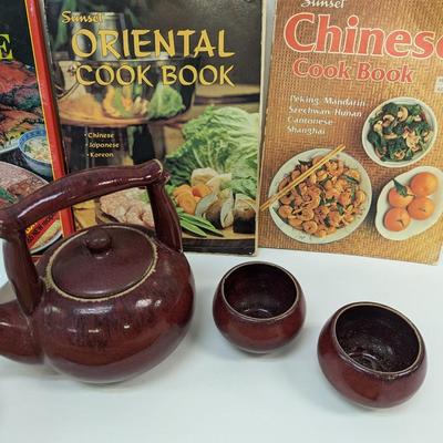 Oriental Cookbooks & Tea Set