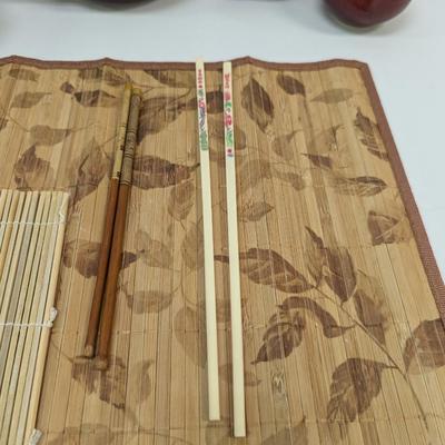Oriental Cookbooks & Tea Set