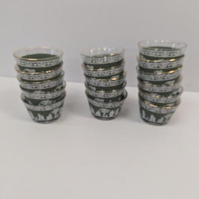 16 - Vintage Jeannette Helenic Green Classic Wedgwood Glasses