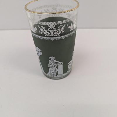 12 - 4" Tall Vintage Jeannette Helenic Green Classic Wedgwood Glasses