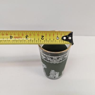 12 - 4" Tall Vintage Jeannette Helenic Green Classic Wedgwood Glasses