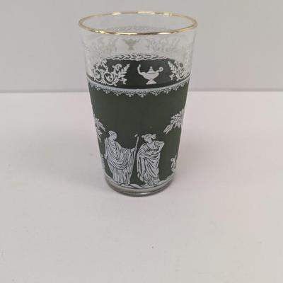 12 - 4" Tall Vintage Jeannette Helenic Green Classic Wedgwood Glasses