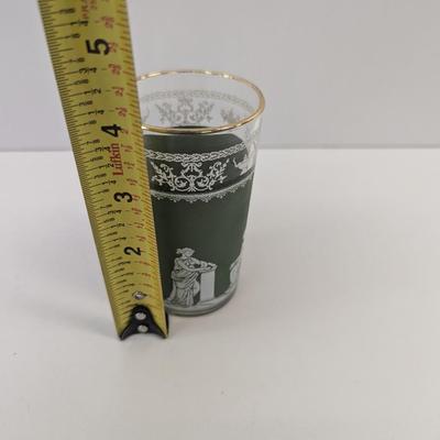 12 - 4" Tall Vintage Jeannette Helenic Green Classic Wedgwood Glasses
