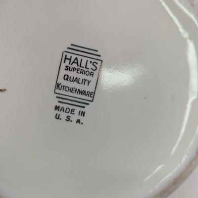 Vintage Hall's Superior Quality Kitchenware Yellow & Gold Trim Teapot