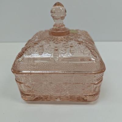 Vintage Indiana Glass Tiara Exclusive Square Footed Glass Honey Bee Hives With Lid