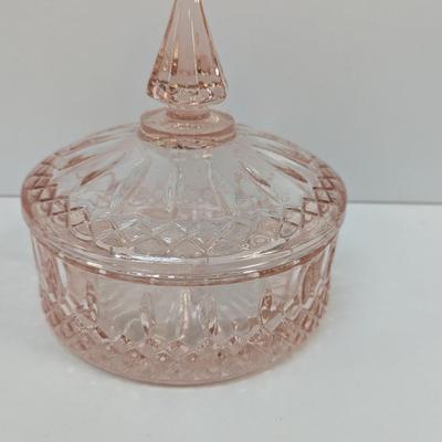 Vintage Indiana Glass Princess Pink Candy Dish With Lid