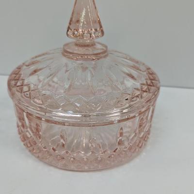 Vintage Indiana Glass Princess Pink Candy Dish With Lid