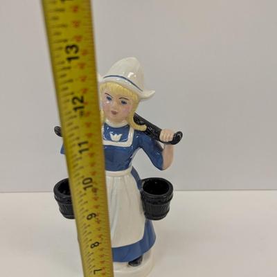 Approx 12" Glazed Porcelain Dutch Watering Girl Cast 1977