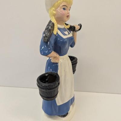 Approx 12" Glazed Porcelain Dutch Watering Girl Cast 1977