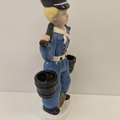 Approx 12" Glazed Porcelain Dutch Watering Boy Cast 1979