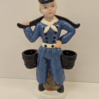 Approx 12" Glazed Porcelain Dutch Watering Boy Cast 1979