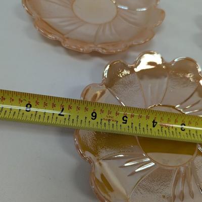 Fire King Peach Lusterware Lotus Flower Pattern Dessert Set
