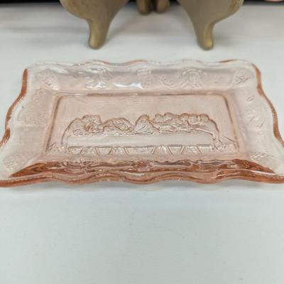 Tiara Glass Pink 11" & 7" Lord's Supper Trays Choice 1