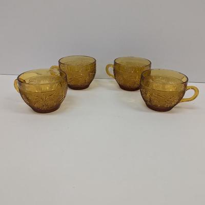 Indian Glass Tiara Sandwich Amber Cups